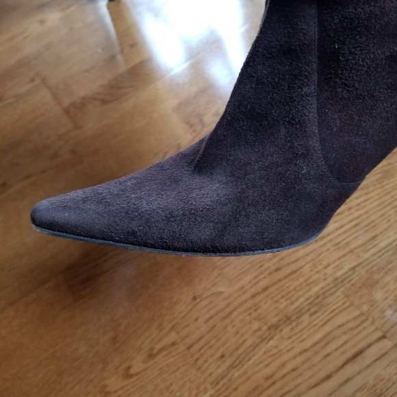 Cole Haan Brown Pull On leather Stretch Heel Boots - Picture 3 of 12